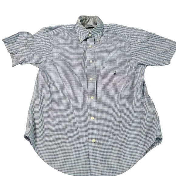 Nautica Mens Button Up Shirt Multicolor Size Small Cotton Short Sleeve Collar - Picture 1 of 12